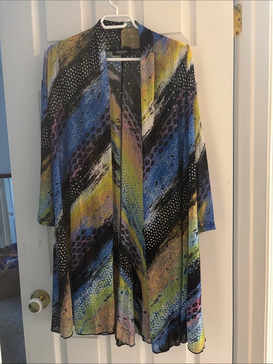 Jackets & Blazers - Creation Multi-Color Abstract Print Open Front Cardigan